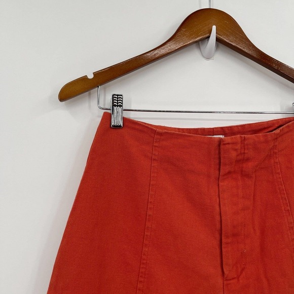 Esby Apparel Pants Women's 6 Orange Cotton Canvas Wide Leg High Rise Boho 70s - Picture 4 of 11